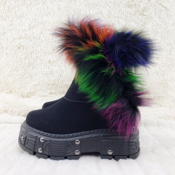 BRAND NEW! Sz 10 Furry Goth Platform Punk Ankle Boots - Picture 11 of 16